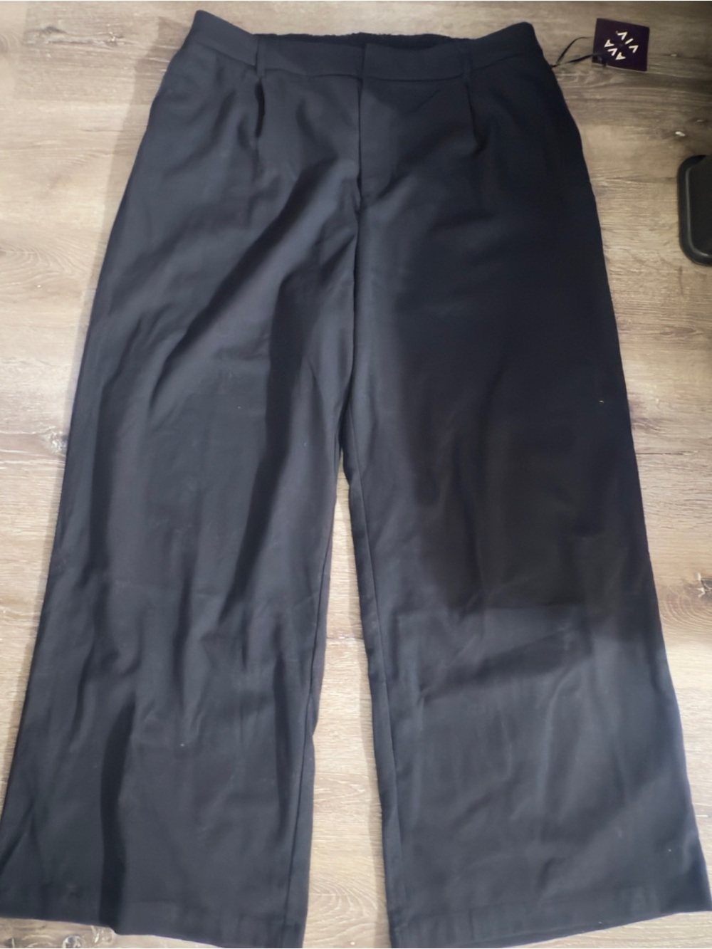 NWT Ava & Viv Womens Plus Fit Wide Leg Trouser Pants Power Stretch Black